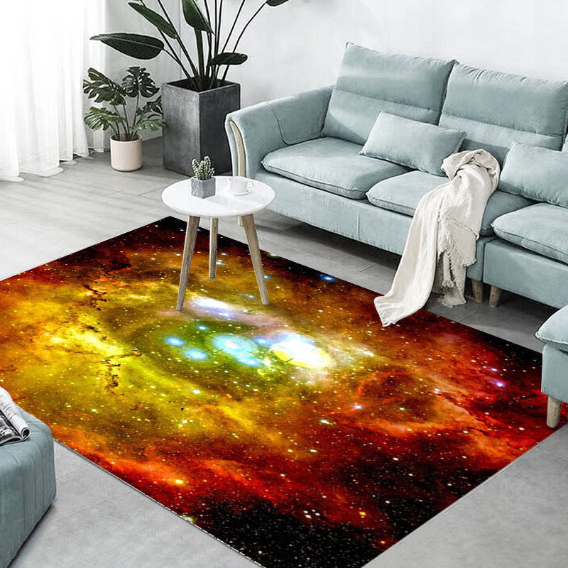 Green Universe Rug Polyester Simple Indoor Rug Stain Resistant Rug for Living Room