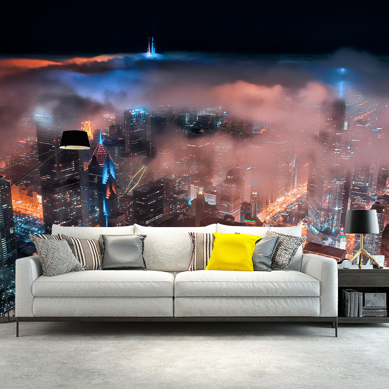 City Night Scene Wallpaper Mildew Resistant Indoor Wall Mural