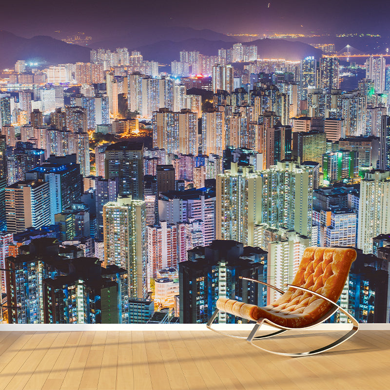 City Night Scene Wallpaper Mildew Resistant Indoor Wall Mural