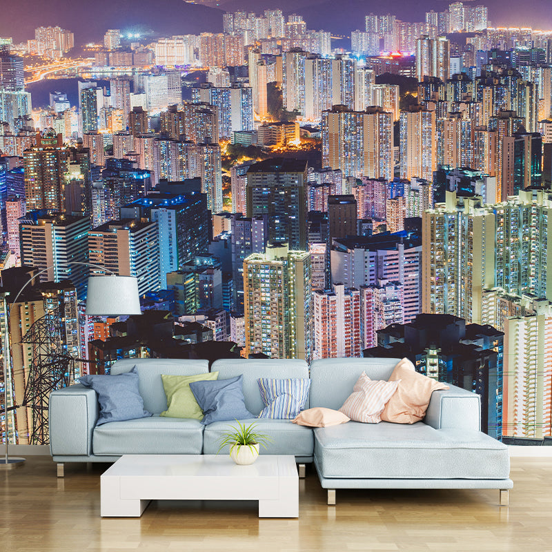 City Night Scene Wallpaper Mildew Resistant Indoor Wall Mural