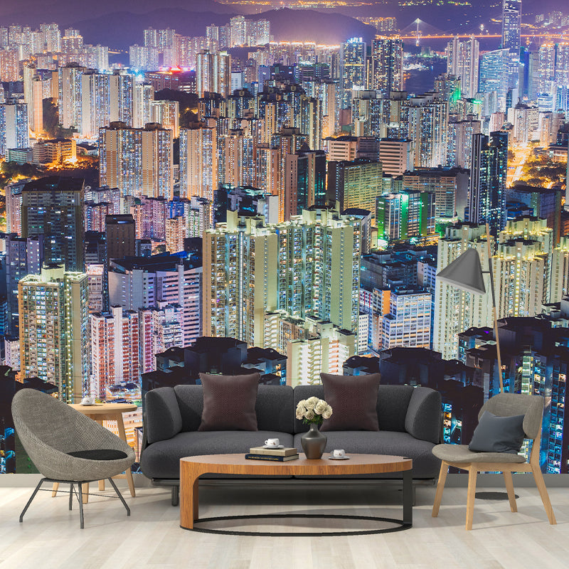 City Night Scene Wallpaper Mildew Resistant Indoor Wall Mural