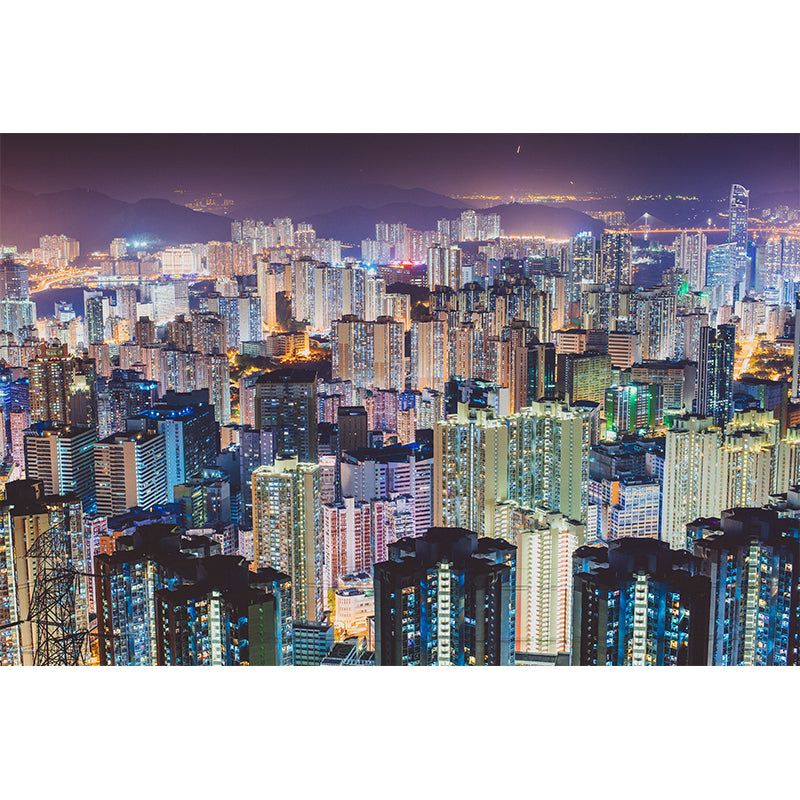 City Night Scene Wallpaper Mildew Resistant Indoor Wall Mural