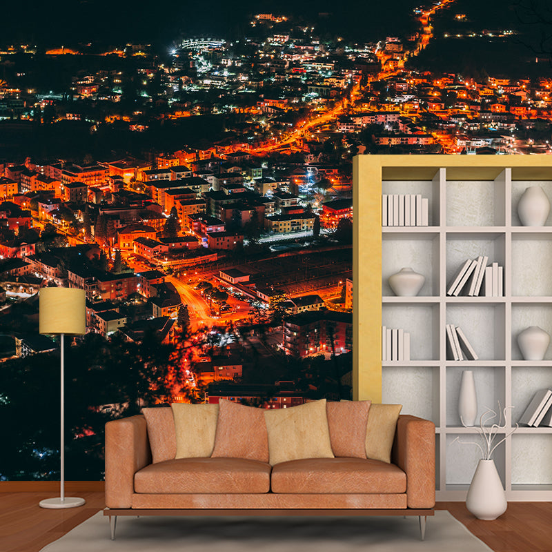Modern Photography Mural Wallpaper City Night Scene Sitting Room Wall Mural