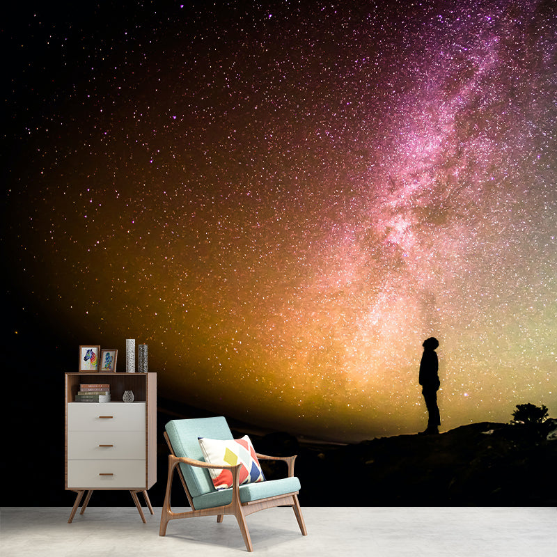 Dreamy Galaxy Photography Mural Wallpaper Environment Friendly Living Room Wall Mural