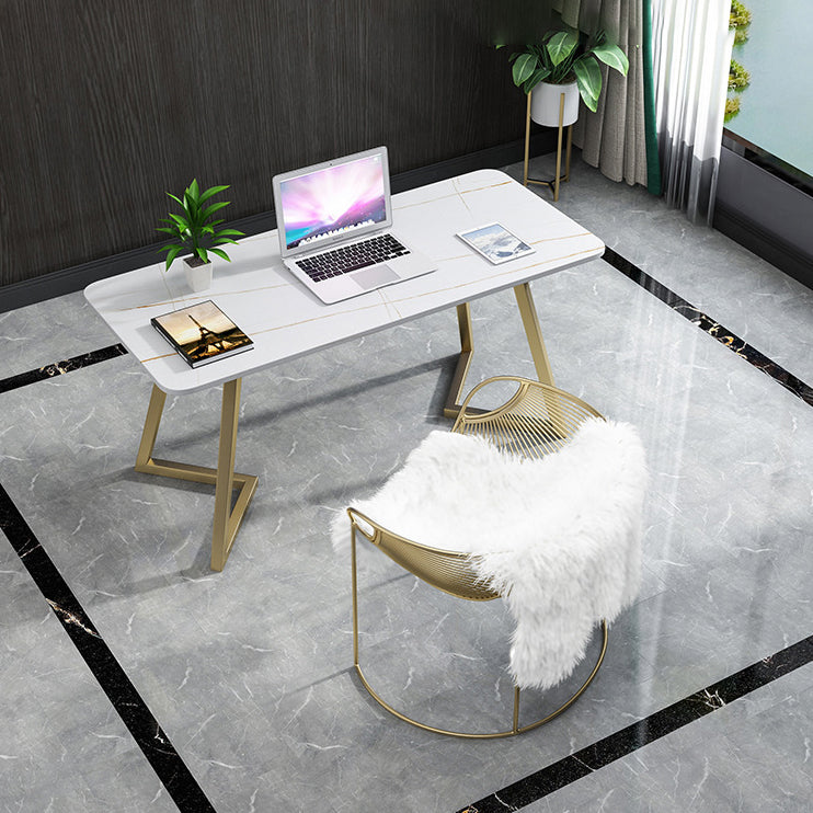 Glam Style Office Desk Artificial Marble Study Room and Office Writing Desk