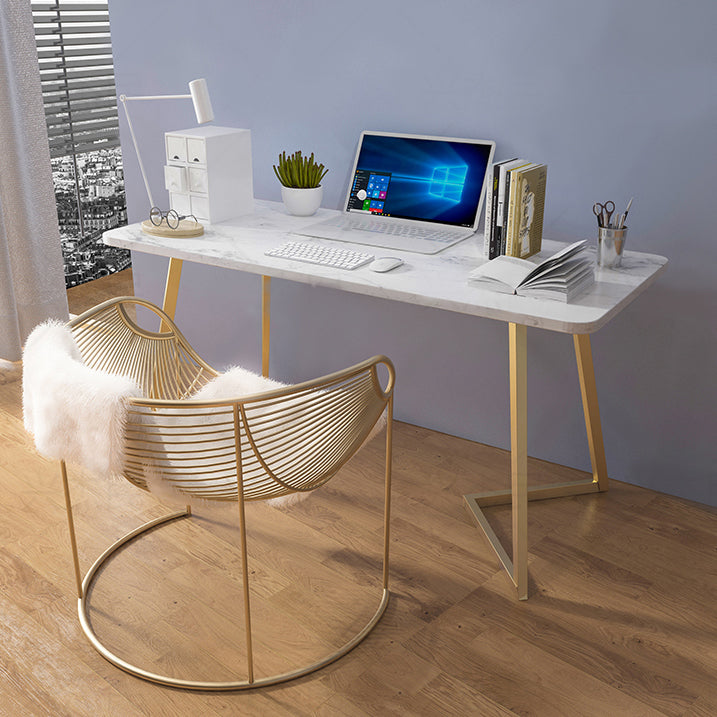 Glam Style Office Desk Artificial Marble Study Room and Office Writing Desk