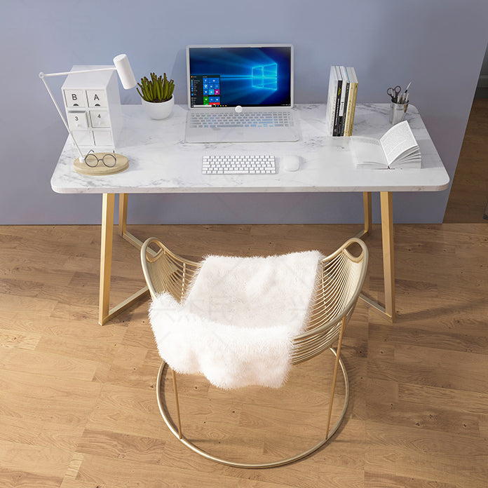 Glam Style Office Desk Artificial Marble Study Room and Office Writing Desk