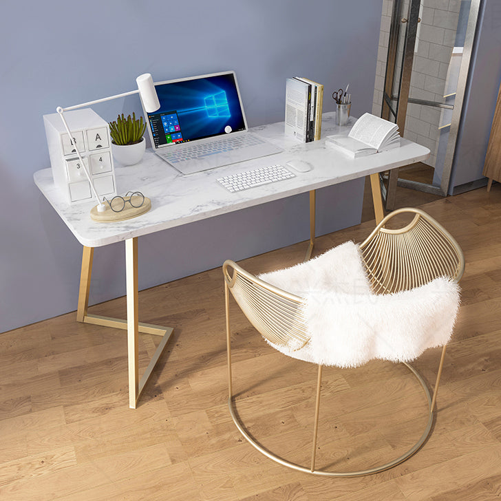 Glam Style Office Desk Artificial Marble Study Room and Office Writing Desk