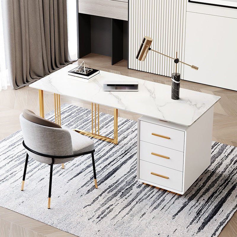 Glam Style Writing Desk Study Room Office Desk with 3-drawer