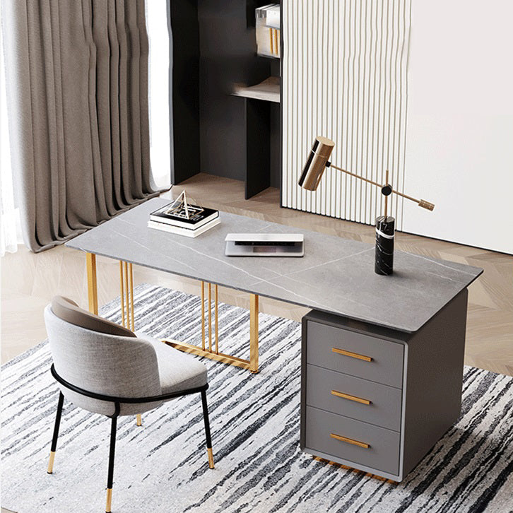 Glam Style Writing Desk Study Room Office Desk with 3-drawer