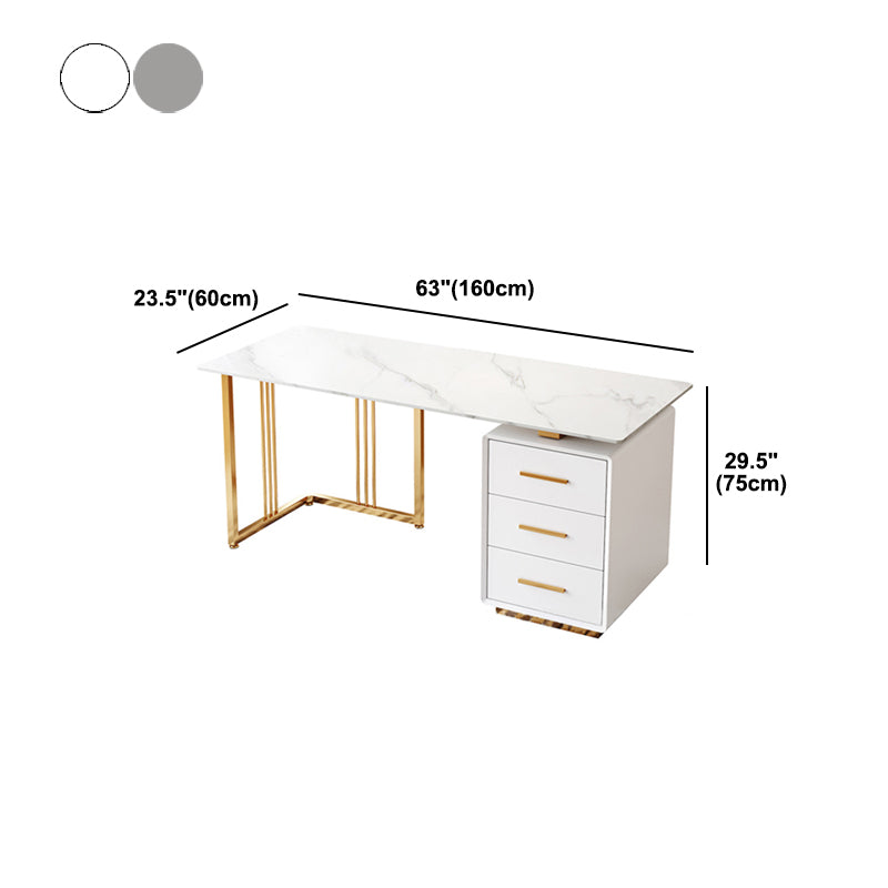 Glam Style Writing Desk Study Room Office Desk with 3-drawer