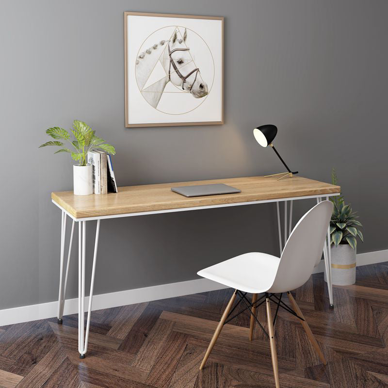 Glam Style Hairpin Writing Desk Rectangular Solid Wood Office Desk