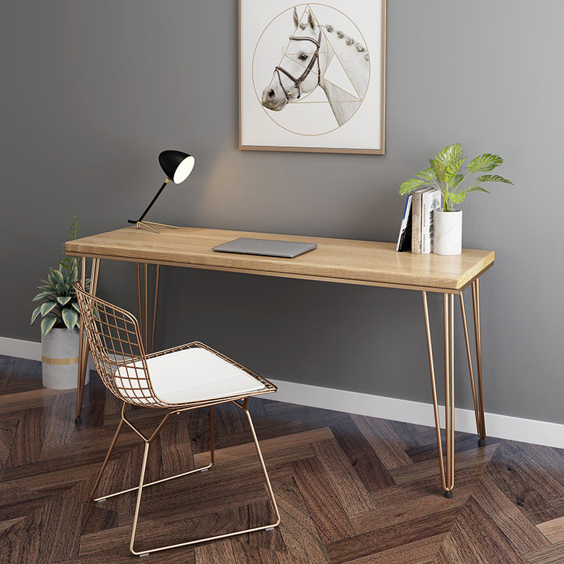 Glam Style Hairpin Writing Desk Rectangular Solid Wood Office Desk
