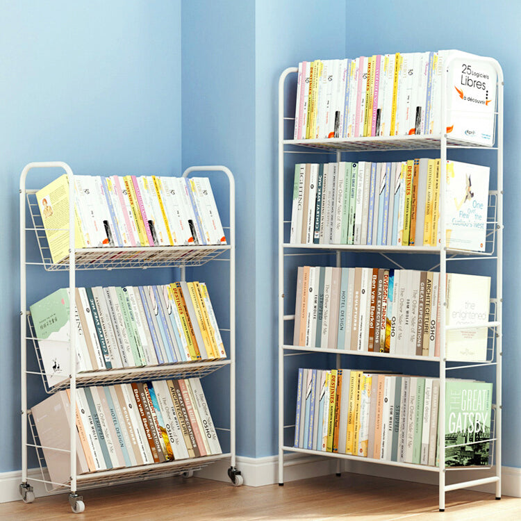 Modern Style Bookshelf Etagere Open Back Metal Bookcase for Home