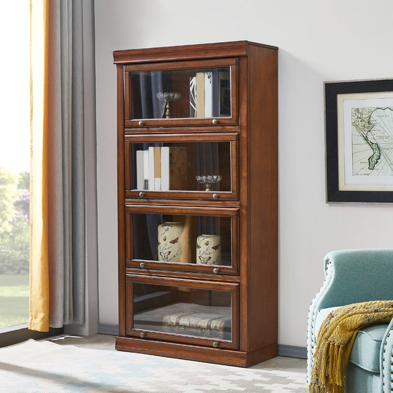 Wooden Standard Bookcase Contemporary Closed Back Bookshelf With Door