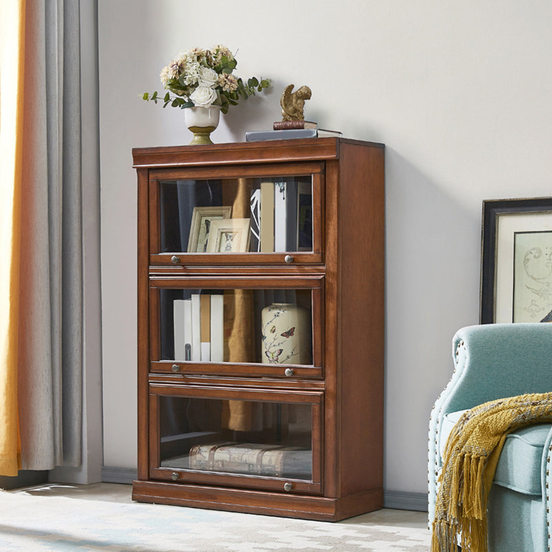Wooden Standard Bookcase Contemporary Closed Back Bookshelf With Door