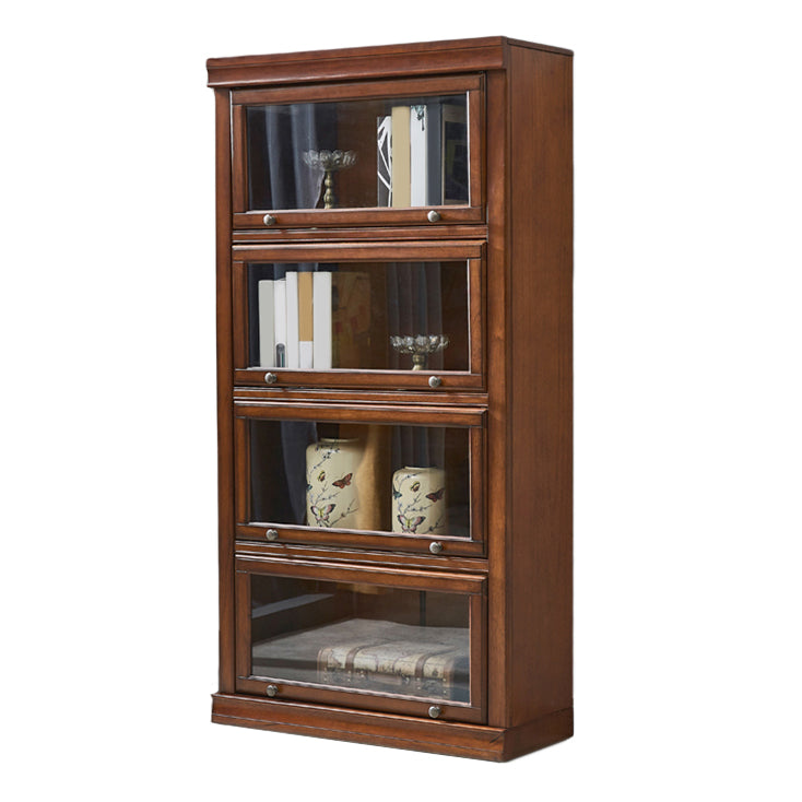 Wooden Standard Bookcase Contemporary Closed Back Bookshelf With Door