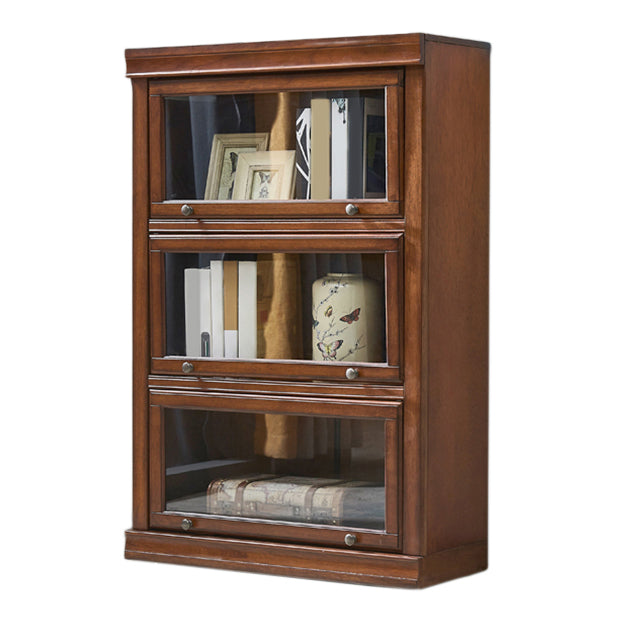 Wooden Standard Bookcase Contemporary Closed Back Bookshelf With Door