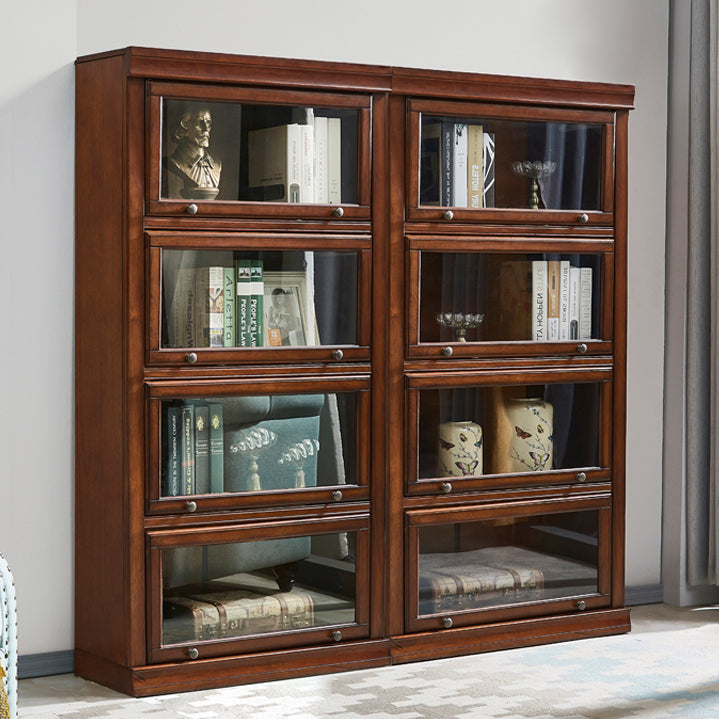 Wooden Standard Bookcase Contemporary Closed Back Bookshelf With Door