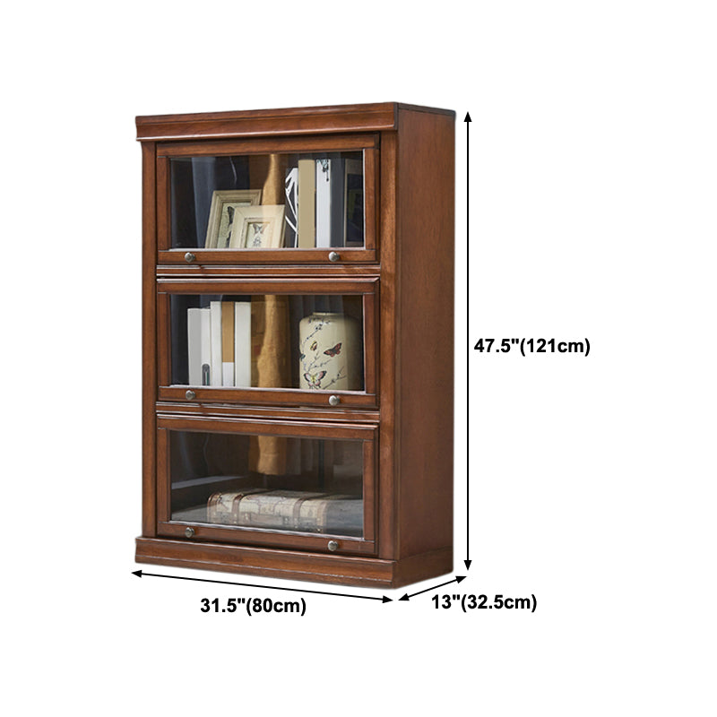 Wooden Standard Bookcase Contemporary Closed Back Bookshelf With Door