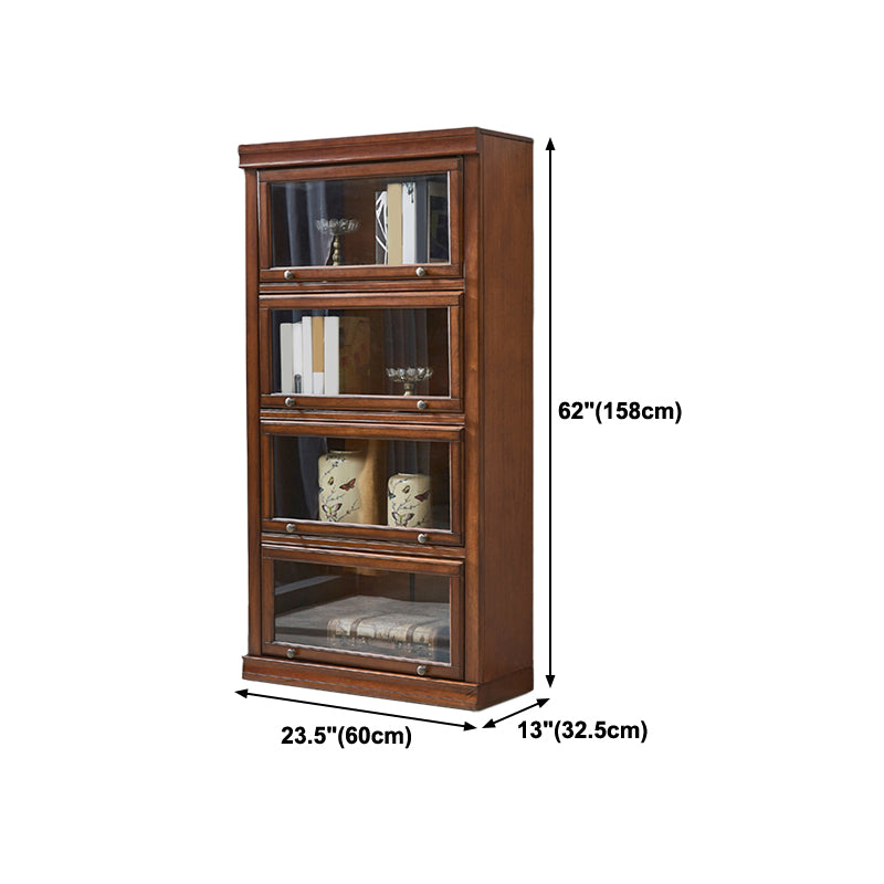 Wooden Standard Bookcase Contemporary Closed Back Bookshelf With Door