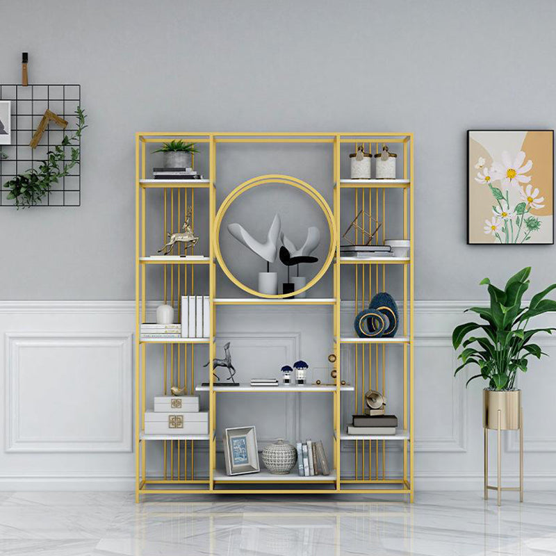 Iron Frame Etagere Bookshelf Vertical Manufactured Wood Shelf Bookcase for Office