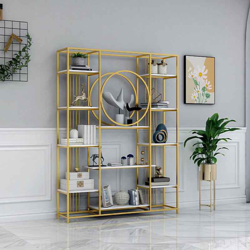Iron Frame Etagere Bookshelf Vertical Manufactured Wood Shelf Bookcase for Office