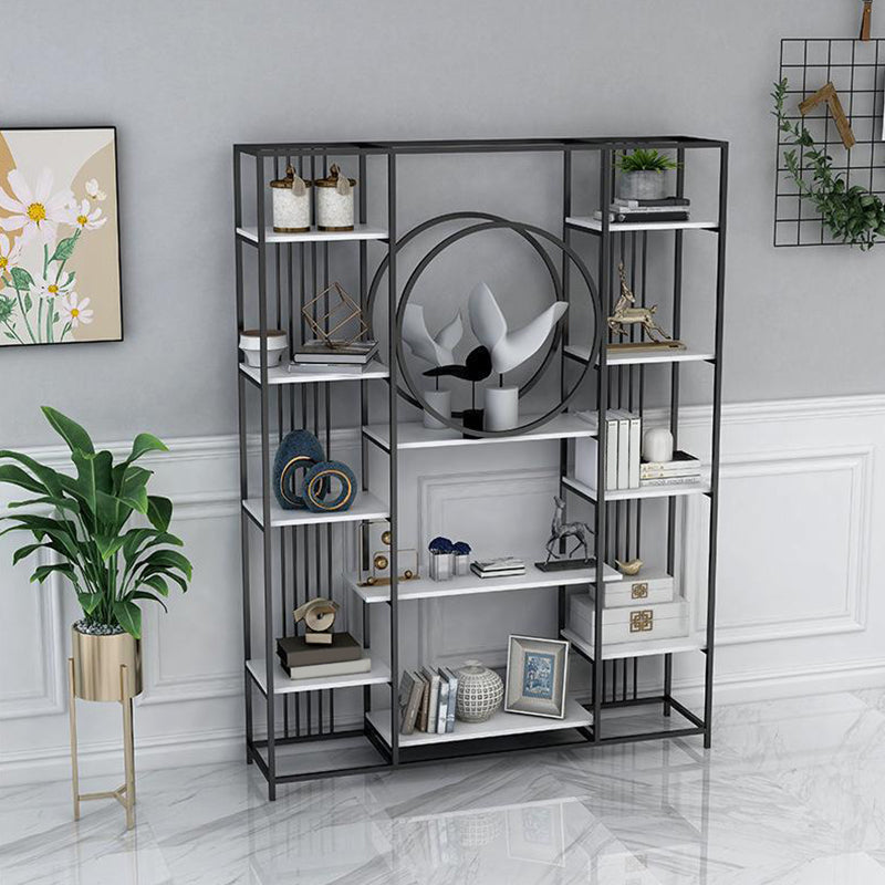 Iron Frame Etagere Bookshelf Vertical Manufactured Wood Shelf Bookcase for Office