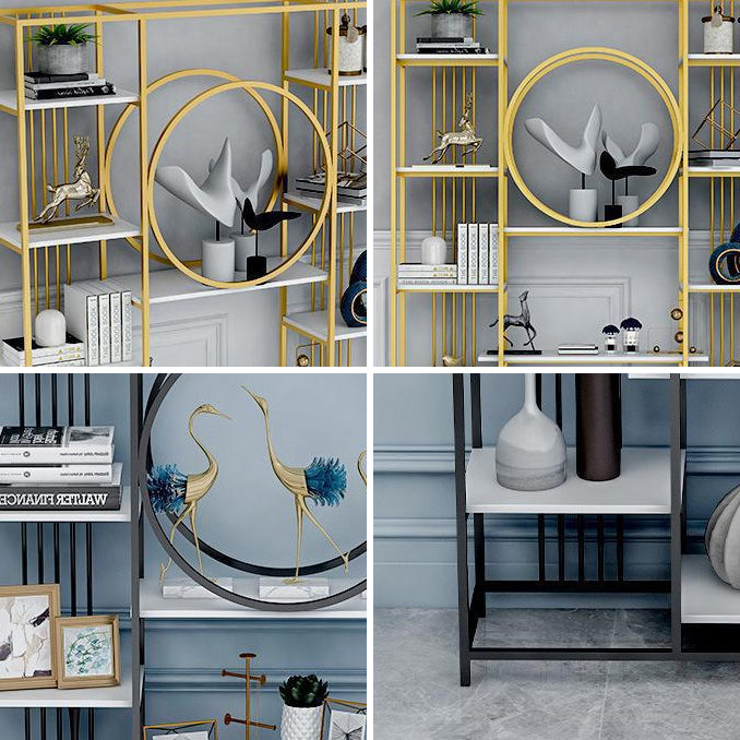 Iron Frame Etagere Bookshelf Vertical Manufactured Wood Shelf Bookcase for Office