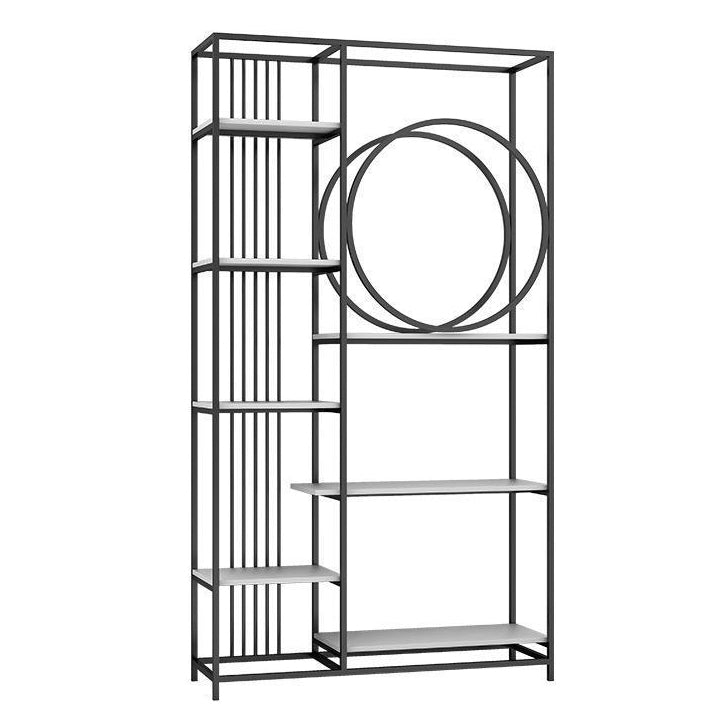 Iron Frame Etagere Bookshelf Vertical Manufactured Wood Shelf Bookcase for Office