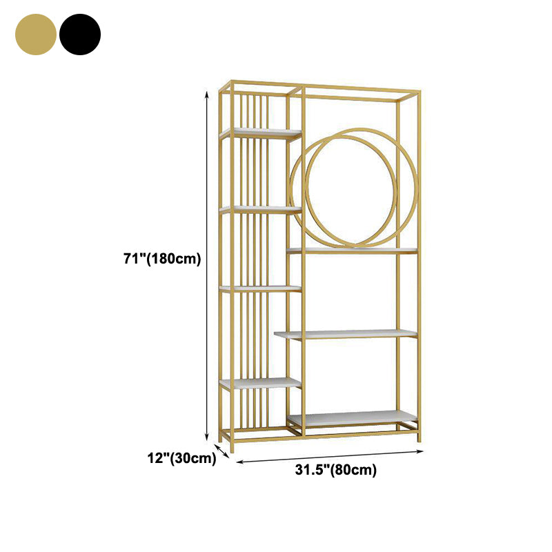 Iron Frame Etagere Bookshelf Vertical Manufactured Wood Shelf Bookcase for Office