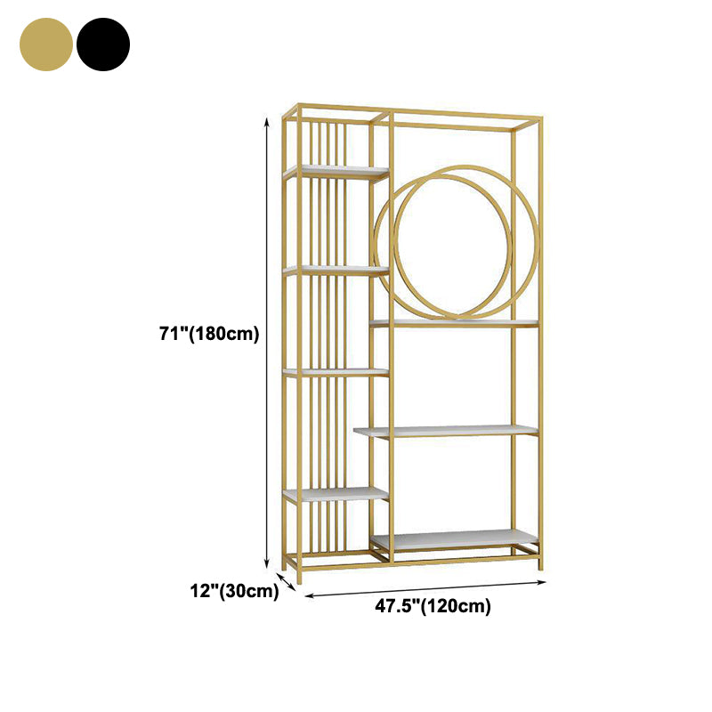 Iron Frame Etagere Bookshelf Vertical Manufactured Wood Shelf Bookcase for Office
