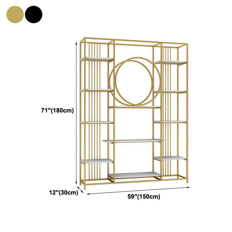 Iron Frame Etagere Bookshelf Vertical Manufactured Wood Shelf Bookcase for Office