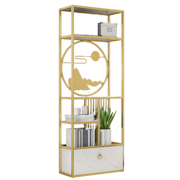 Modern Living Room Etagere Bookshelf Iron Frame Manufactured Wood Shelf Bookcase