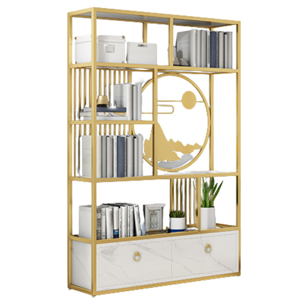 Modern Living Room Etagere Bookshelf Iron Frame Manufactured Wood Shelf Bookcase