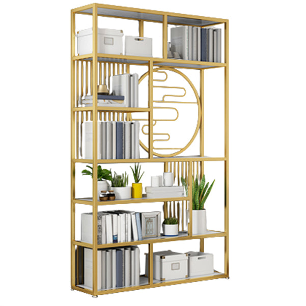Modern Living Room Etagere Bookshelf Iron Frame Manufactured Wood Shelf Bookcase