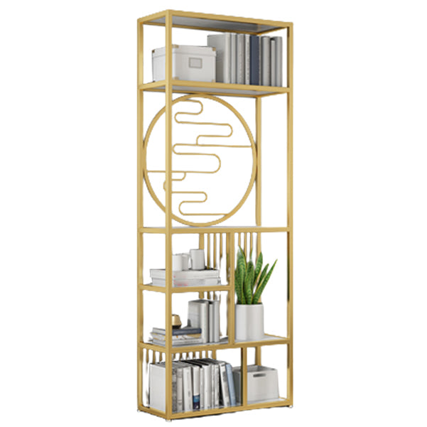 Modern Living Room Etagere Bookshelf Iron Frame Manufactured Wood Shelf Bookcase