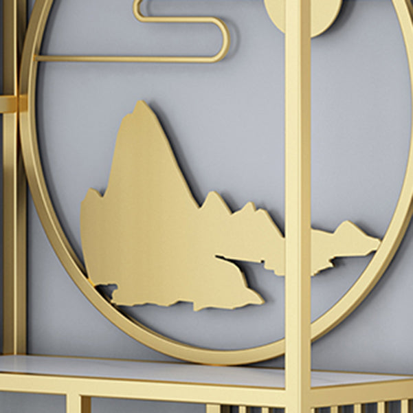 Modern Living Room Etagere Bookshelf Iron Frame Manufactured Wood Shelf Bookcase