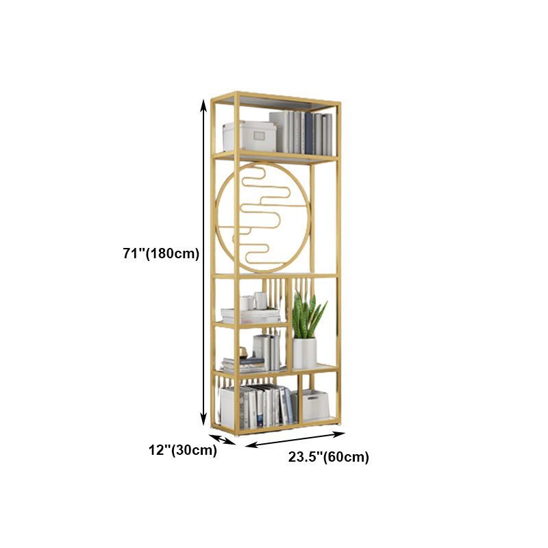 Modern Living Room Etagere Bookshelf Iron Frame Manufactured Wood Shelf Bookcase