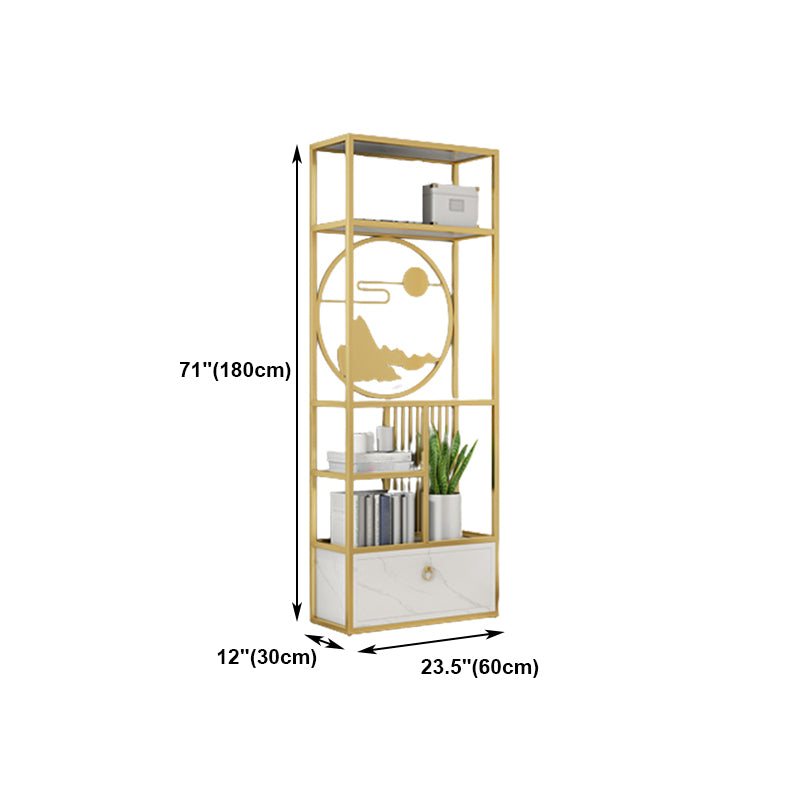 Modern Living Room Etagere Bookshelf Iron Frame Manufactured Wood Shelf Bookcase