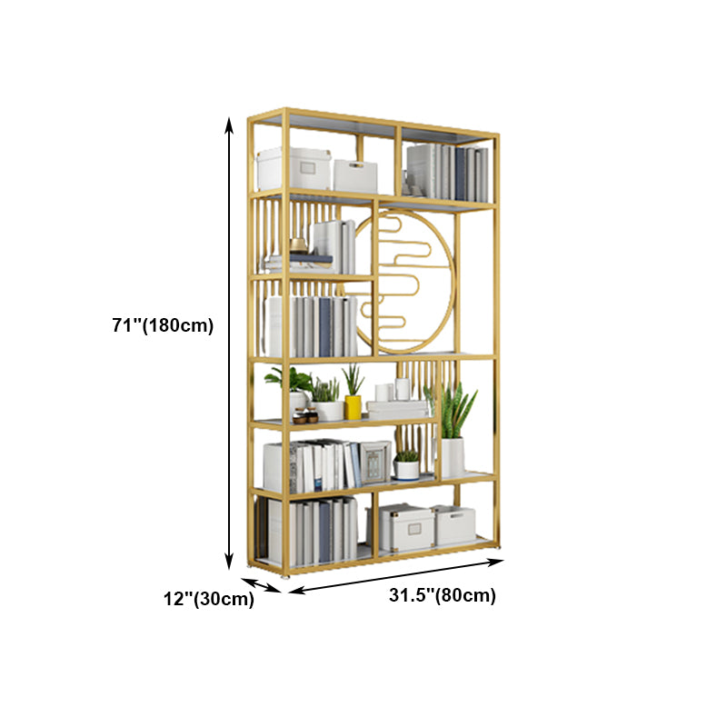 Modern Living Room Etagere Bookshelf Iron Frame Manufactured Wood Shelf Bookcase