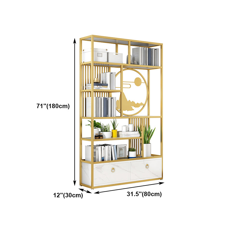 Modern Living Room Etagere Bookshelf Iron Frame Manufactured Wood Shelf Bookcase