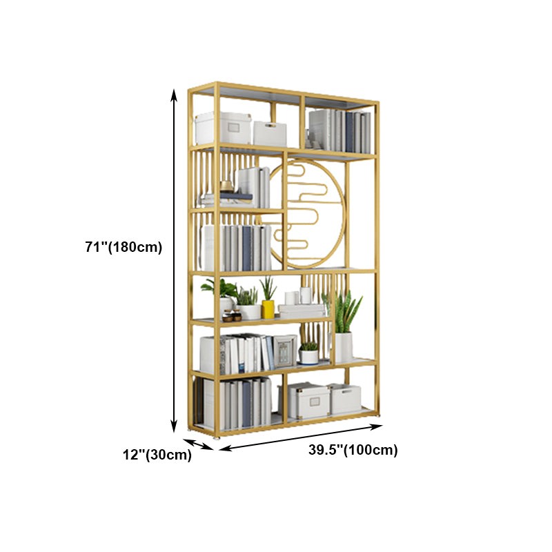 Modern Living Room Etagere Bookshelf Iron Frame Manufactured Wood Shelf Bookcase