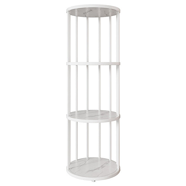 Urban Vertical Corner Bookshelf Iron Frame White Manufactured Wood Shelf Bookcase