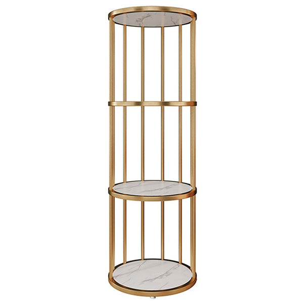 Urban Vertical Corner Bookshelf Iron Frame White Manufactured Wood Shelf Bookcase