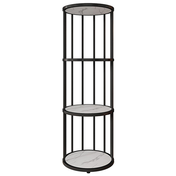 Urban Vertical Corner Bookshelf Iron Frame White Manufactured Wood Shelf Bookcase