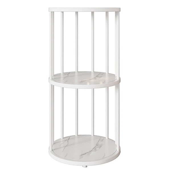 Urban Vertical Corner Bookshelf Iron Frame White Manufactured Wood Shelf Bookcase