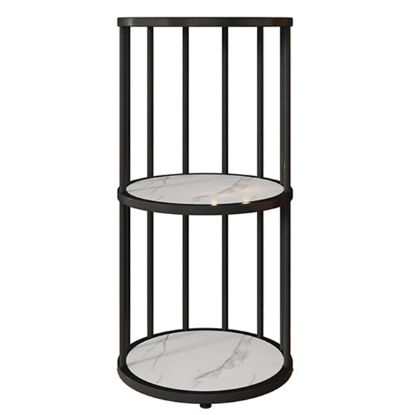 Urban Vertical Corner Bookshelf Iron Frame White Manufactured Wood Shelf Bookcase