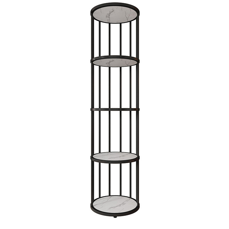 Urban Vertical Corner Bookshelf Iron Frame White Manufactured Wood Shelf Bookcase