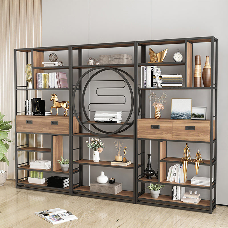 Geometric Shelf Bookshelf Metal and Wooden Bookcase for Home Office